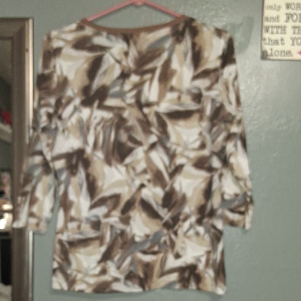 Karen Scott Beige and Brown Abstract Top - Picture 6 of 6